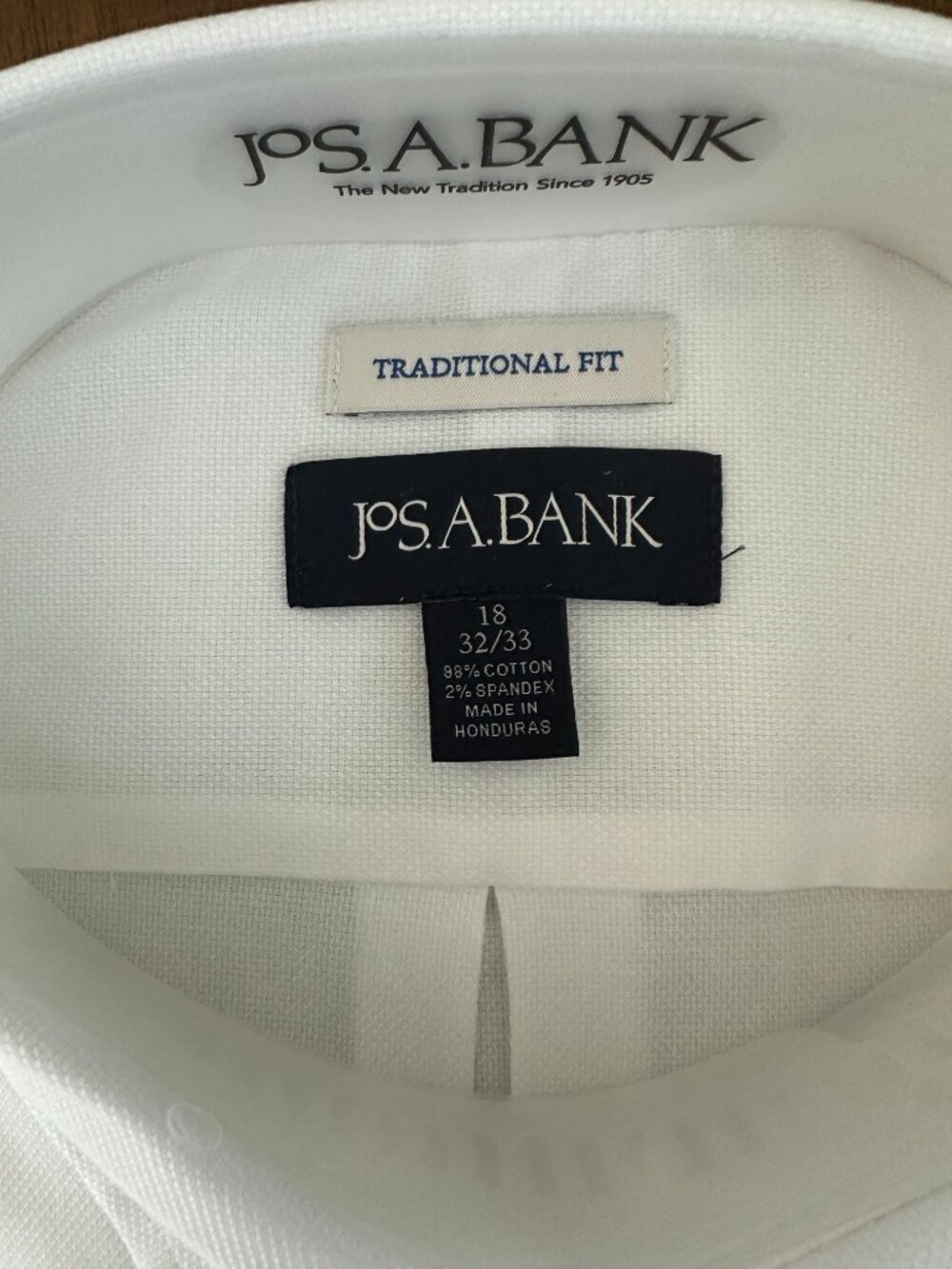 Jos. A. Bank White Trad Fit Sz 18 Button Down Men's Dress Shirt - Picture 3 of 10